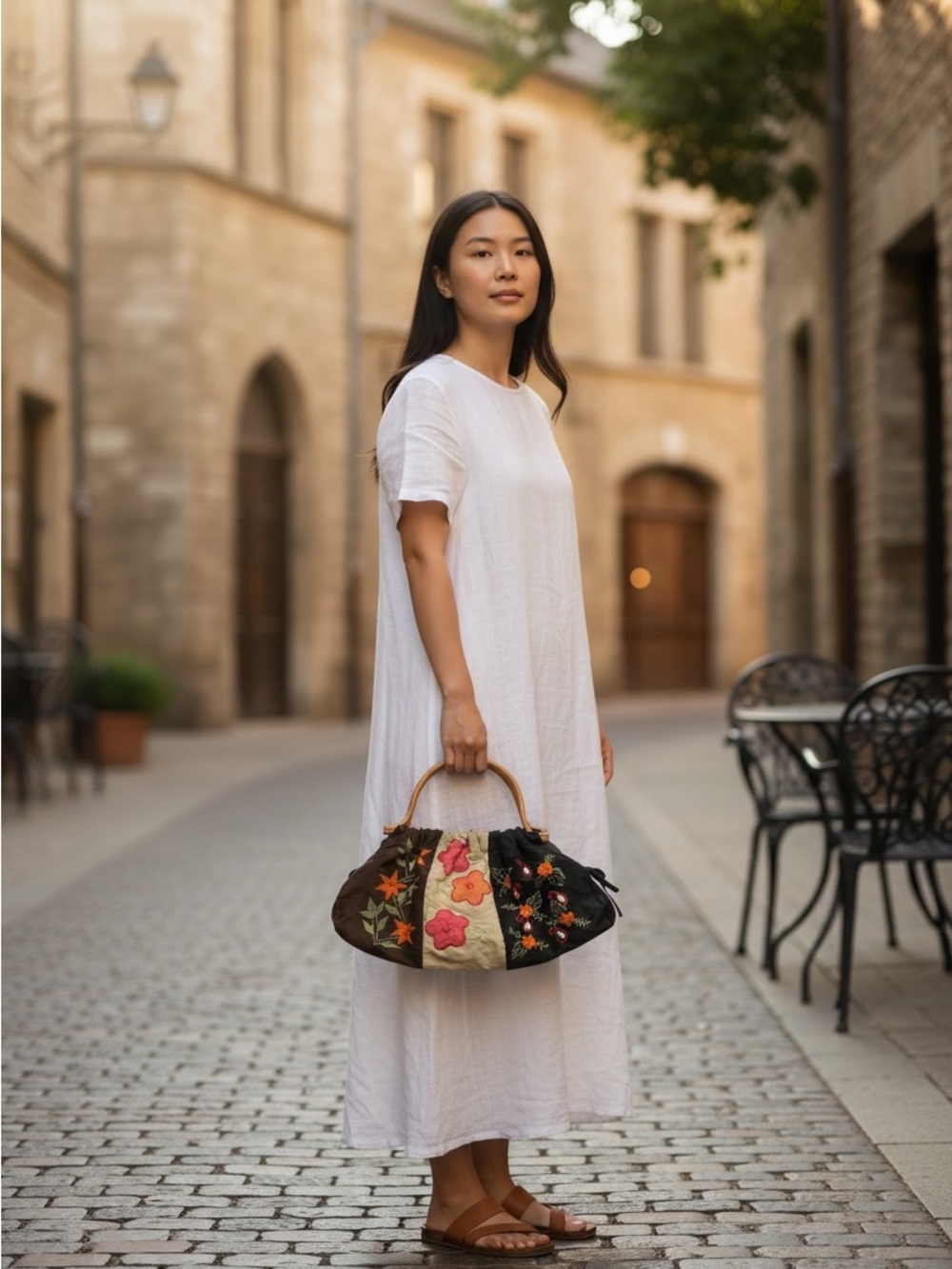 Embroidered Floral Multi‑Color Tote Bag